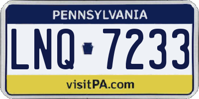 PA license plate LNQ7233