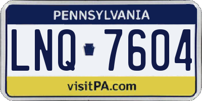 PA license plate LNQ7604