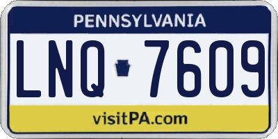 PA license plate LNQ7609