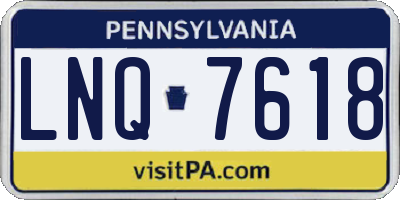 PA license plate LNQ7618