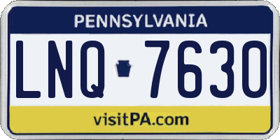 PA license plate LNQ7630