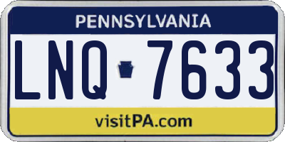 PA license plate LNQ7633