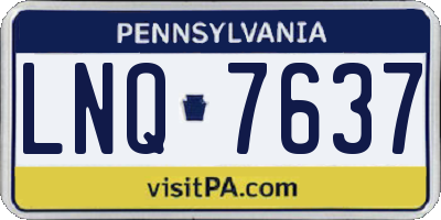 PA license plate LNQ7637