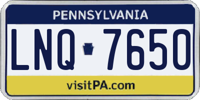 PA license plate LNQ7650