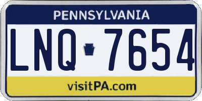 PA license plate LNQ7654