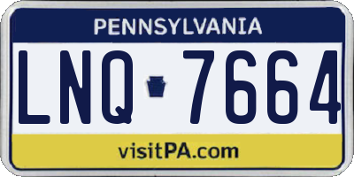 PA license plate LNQ7664