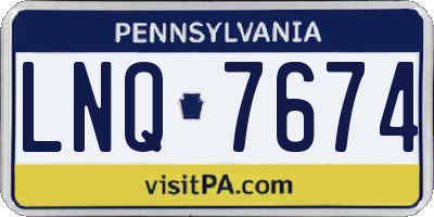 PA license plate LNQ7674