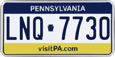 PA license plate LNQ7730