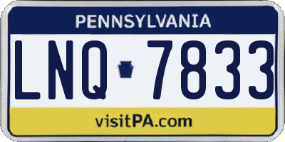PA license plate LNQ7833