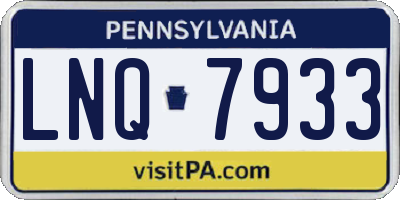 PA license plate LNQ7933