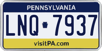 PA license plate LNQ7937