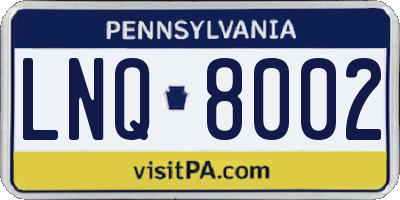 PA license plate LNQ8002