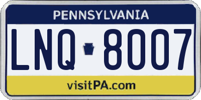 PA license plate LNQ8007