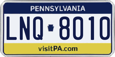 PA license plate LNQ8010
