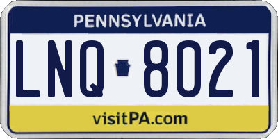 PA license plate LNQ8021