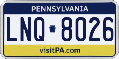 PA license plate LNQ8026