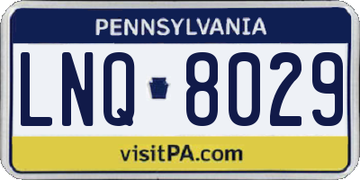 PA license plate LNQ8029