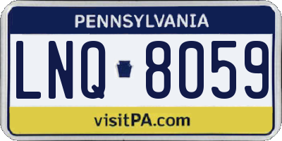 PA license plate LNQ8059