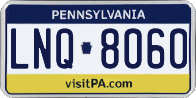 PA license plate LNQ8060