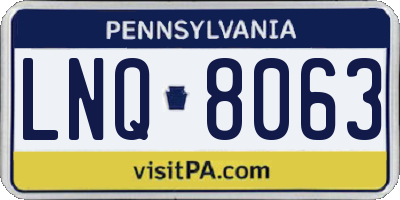 PA license plate LNQ8063