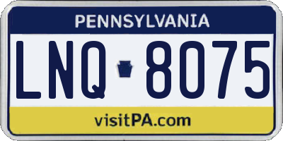 PA license plate LNQ8075