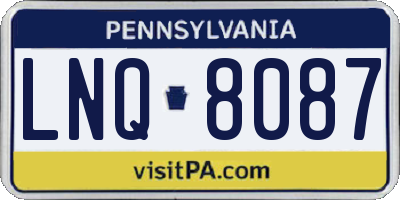 PA license plate LNQ8087