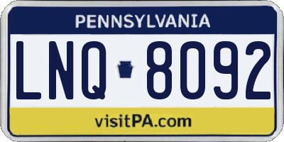 PA license plate LNQ8092