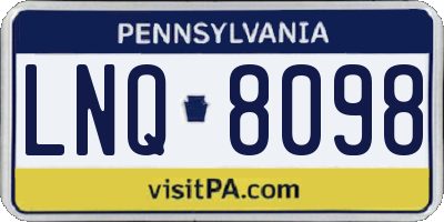 PA license plate LNQ8098