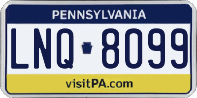 PA license plate LNQ8099