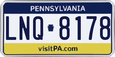 PA license plate LNQ8178