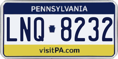 PA license plate LNQ8232