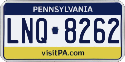 PA license plate LNQ8262