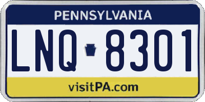 PA license plate LNQ8301