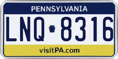 PA license plate LNQ8316