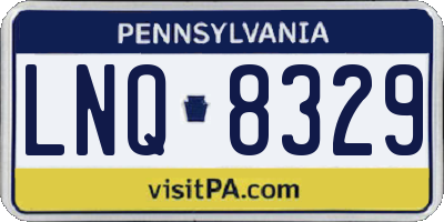 PA license plate LNQ8329