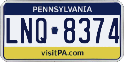 PA license plate LNQ8374