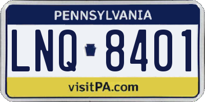 PA license plate LNQ8401