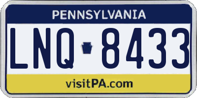 PA license plate LNQ8433