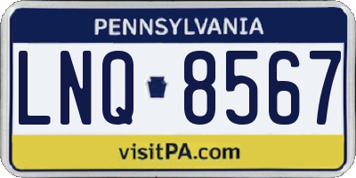 PA license plate LNQ8567