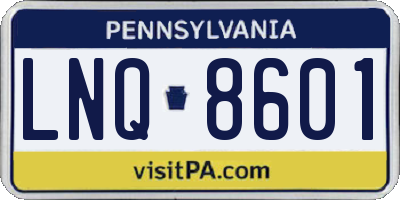 PA license plate LNQ8601