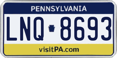 PA license plate LNQ8693
