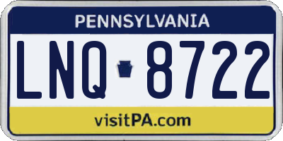PA license plate LNQ8722