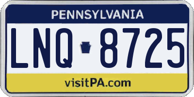 PA license plate LNQ8725