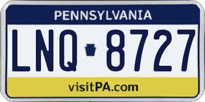 PA license plate LNQ8727