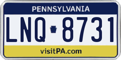 PA license plate LNQ8731