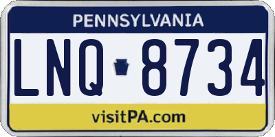 PA license plate LNQ8734