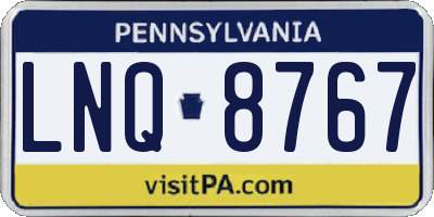 PA license plate LNQ8767