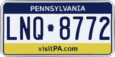 PA license plate LNQ8772