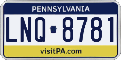 PA license plate LNQ8781