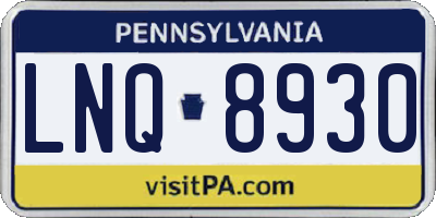 PA license plate LNQ8930